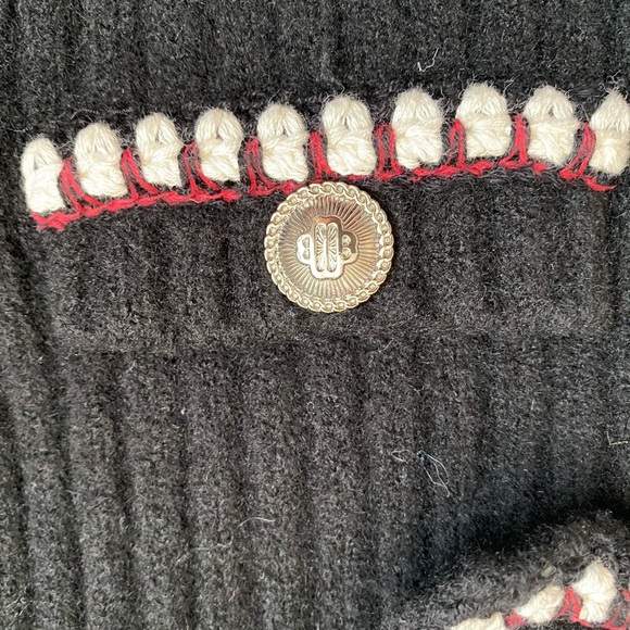 MAJE Contrasting ribbed cropped cardigan - Black with red and white trimming - Picture 7 of 8